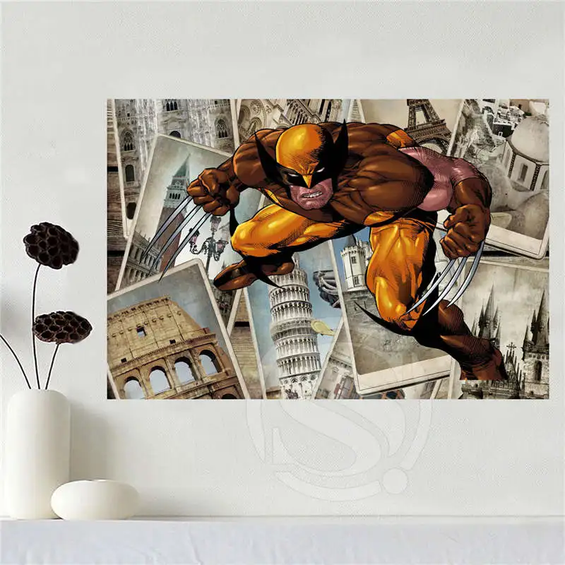 Hot Custom canvas wolverine poster home decoration cloth fabric wall