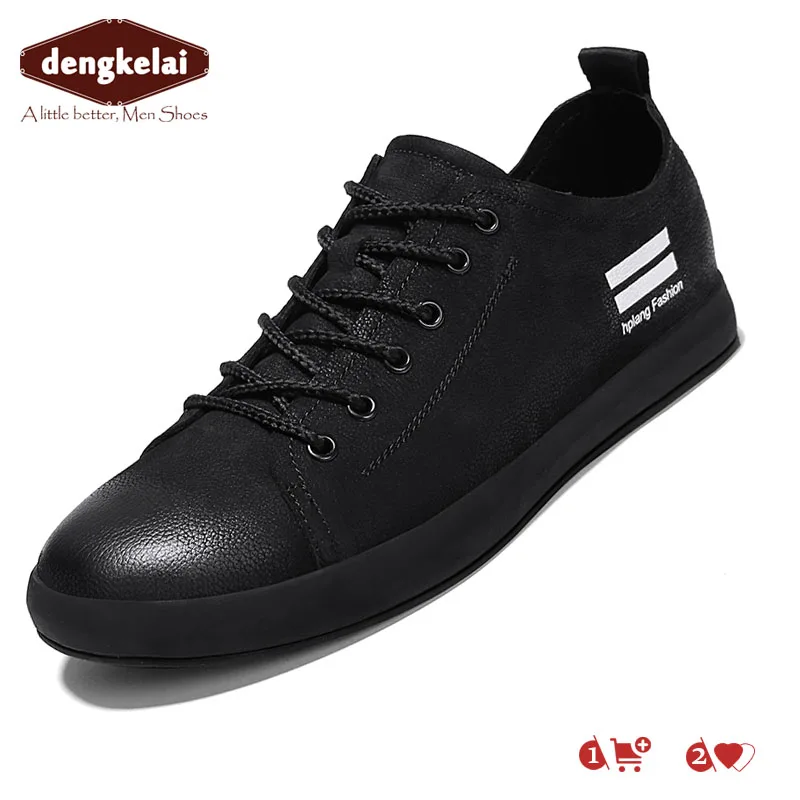 

DENGKELAI 2019 Spring Collection Male Genuine Leather Shoes Suede Upper Breathable Comfortable Rubber Sole Sneakers for Men