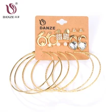 DANZE 12 пар/упак. Маленькая Звезда Сердце Луна Серьги с кристаллами наборы для женщин девочек большой круг Висячие серьги-гвоздики золотые ювелирные серьги