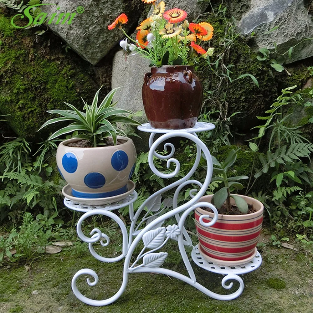 Creative Garden Decoration Iron Flower Rack 3 Tier Planter Holder Floor