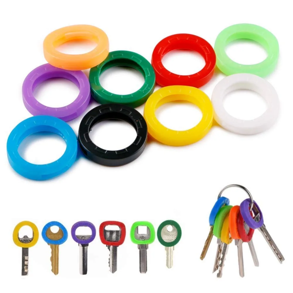 9pcs Bright Colors Hollow Silicone Key Cap Covers Topper Keyring Key