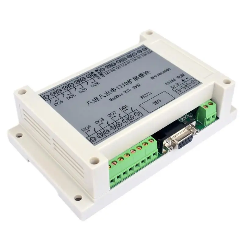 

8-in-8-out serial port relay module VB programming computer controlled household appliances control switch IO card MODBUS