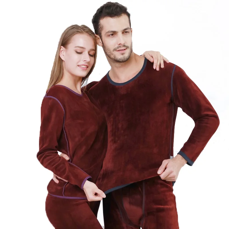 Thermal underwear men Long Johns sets fleece thick solid winter inner wear undershirt and underpants size L to XXXL