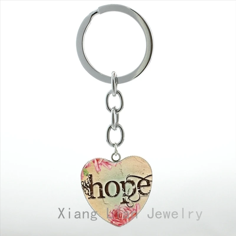 

Faith Believe Hope heart pendant keychain Religious Christian Spiritual Inspirational Word key chain ring Quotes Jewelry HP134