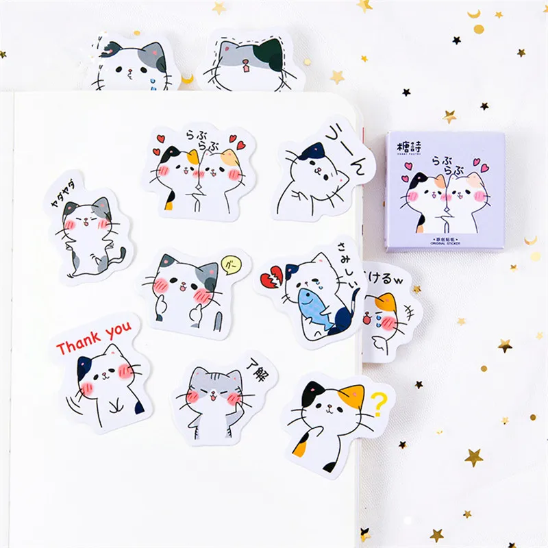 

45 pcs/pack Kawaii Cute Cat Label Stickers Decorative Stationery Stickers Scrapbooking DIY Diary Album Stick Label