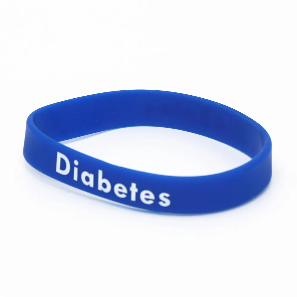 

LUKENI 1PC Medical Alert Diabetes Silicone Wristband Blue Youth and Kids Size Sports Armband Bracelets&Bangles Gifts SH151
