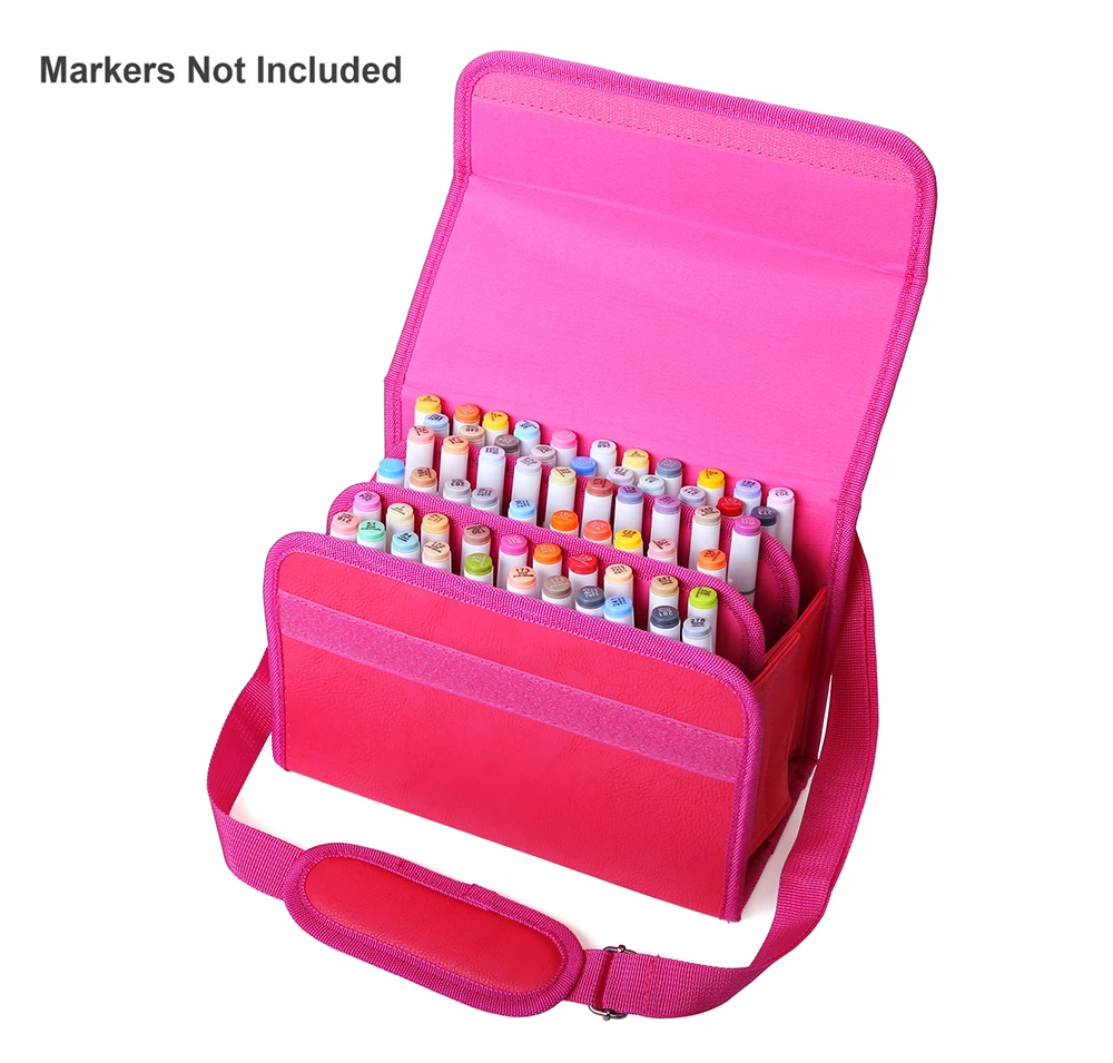 

Dainayw 60 Slots Marker Pen Case PU Leather Organizer Marker Case Assembled Holder for Art Supplies