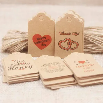 

5*3cm scallop various styles wedding card tag Diy heart gifts card tag label kraft jewelry/crafts/cookes tag50+50hemp string