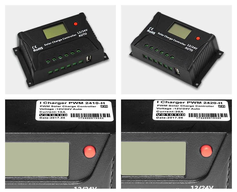 Источник питания Easun Солнечный контроллер заряда 10A ШИМ Солнечный контроллер заряда lcd USB 5 в солнечный регулятор 12 в 24 в регулятор напряжения