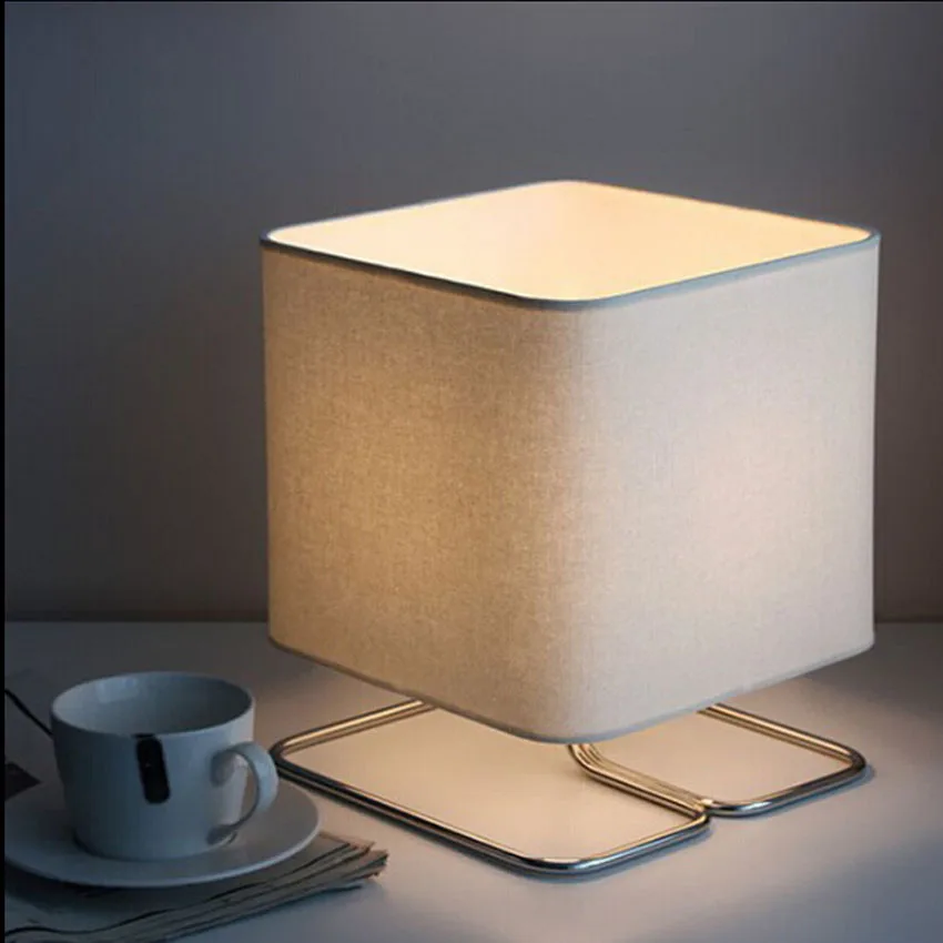 

Cloth Lampshade&iron Bracket Led Reading Table Lamp,Modern Simple Desk Lamp Bedroom Office Study room Living room Light Fixture