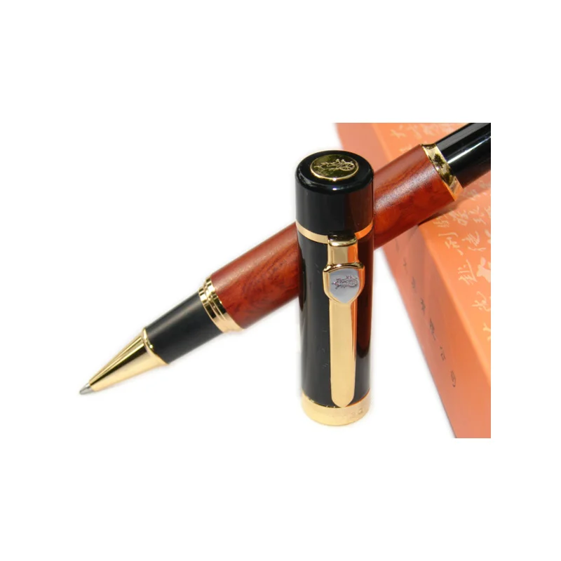 Jinhao 650 Роскошная Ручка-роллер розовый деревянный бочонок Черная кепка Золотая шариковая ручка с зажимом шариковые ручки для подарка - Цвет: 1Pcs pen