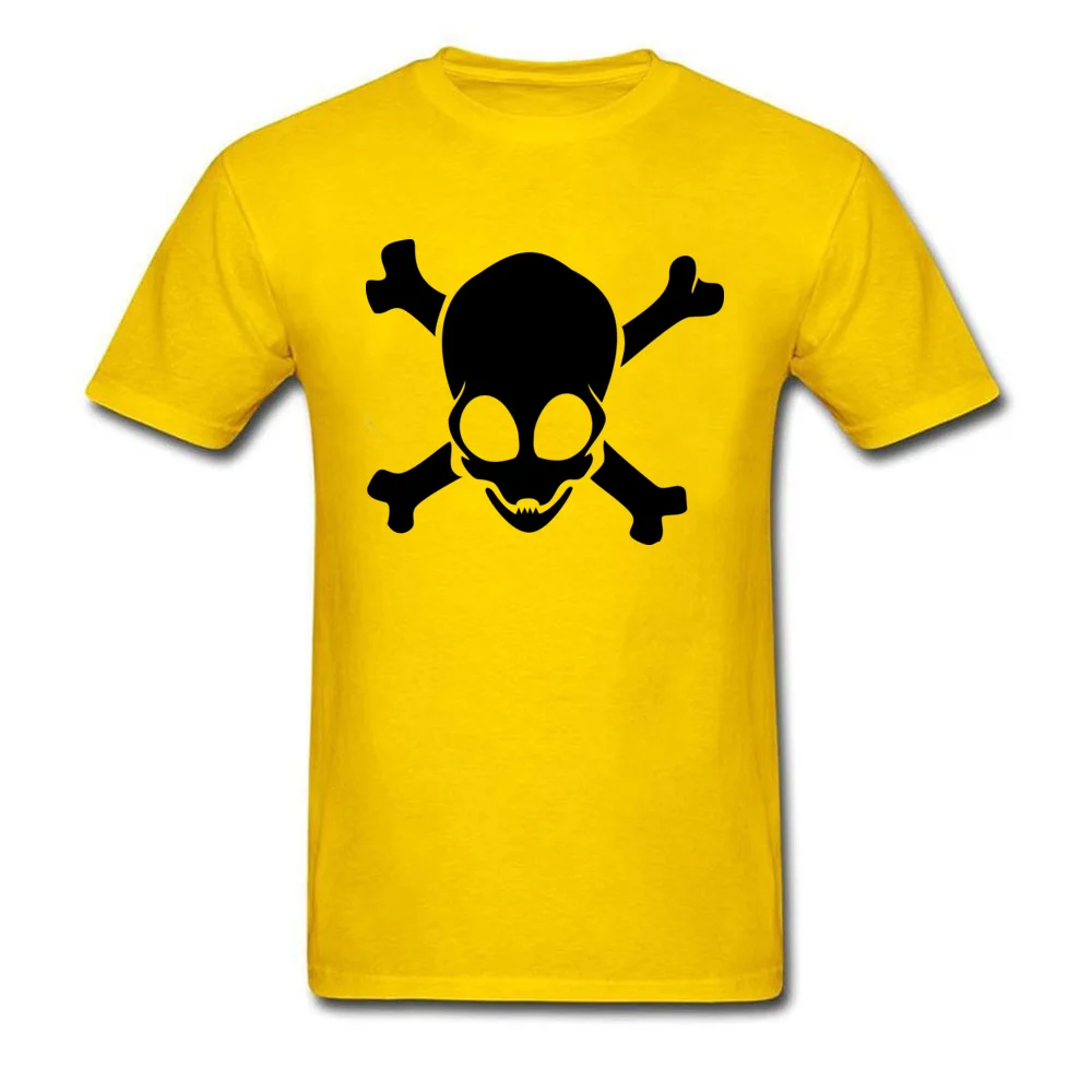  Men Top T-shirts Alien Crossbones Gift Tees Cotton Fabric Round Collar Short Sleeve Simple Style Tees Summer Fall Alien Crossbones yellow