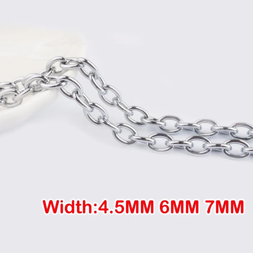 

1 Meter Width 4.5MM 6MM 7MM Stainless Steel Color Iron Round Oval Shape Link Chains High Quality Connect Chains