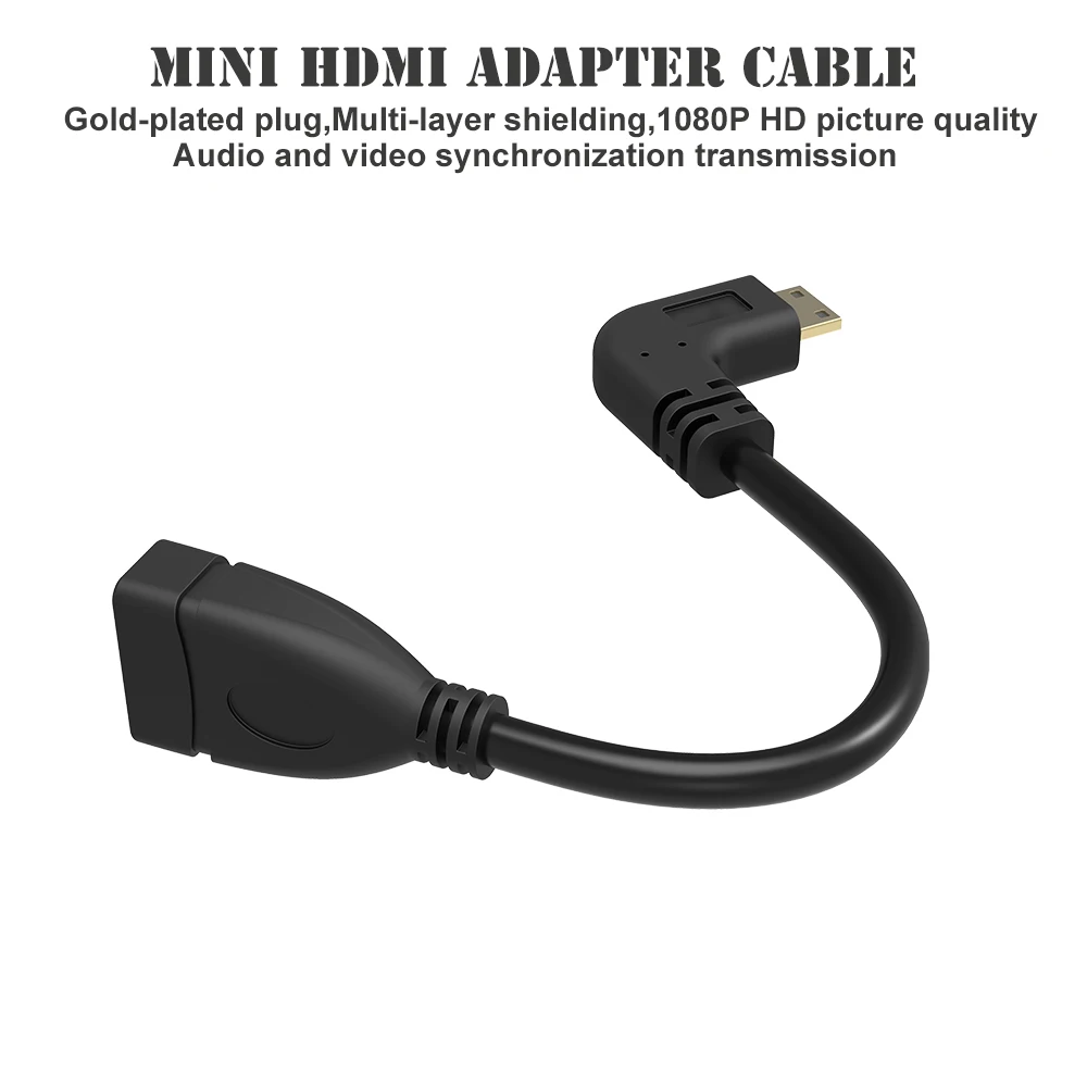 90 градусов мини HDMI прямоугольный Мужской к HDMI Женский Кабель позолоченный для HDTV 1080p PS3 Evo htc Vedio