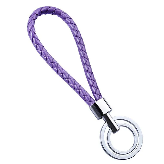 New Multicolor Braided Pu Leather Cord Key Chain Metal Keychains For Lovers Brithday Gift Key