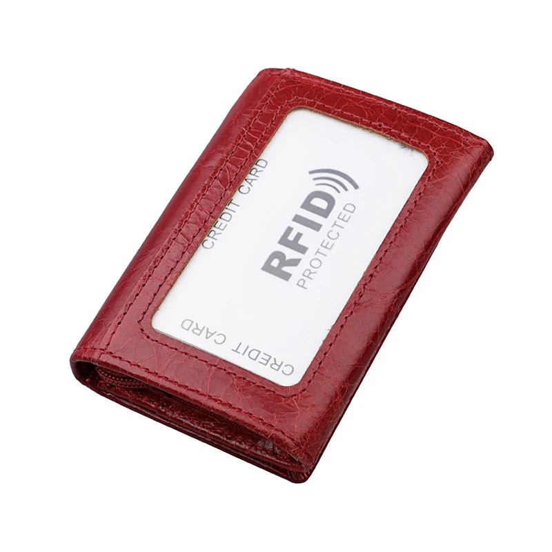 HMILY Женский кошелек из натуральной кожи тонкий женский кошелек RFID кредитница и ID держатель для карт Сменные кошельки женские - Цвет: red