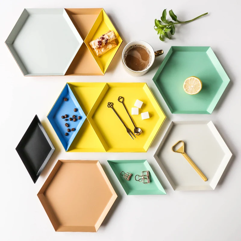 

Creative Jewelry Display Plate Desktop Combination Storage Tray Nordic Metal Cake Fruit Sundries Organizer Tools Home Decro