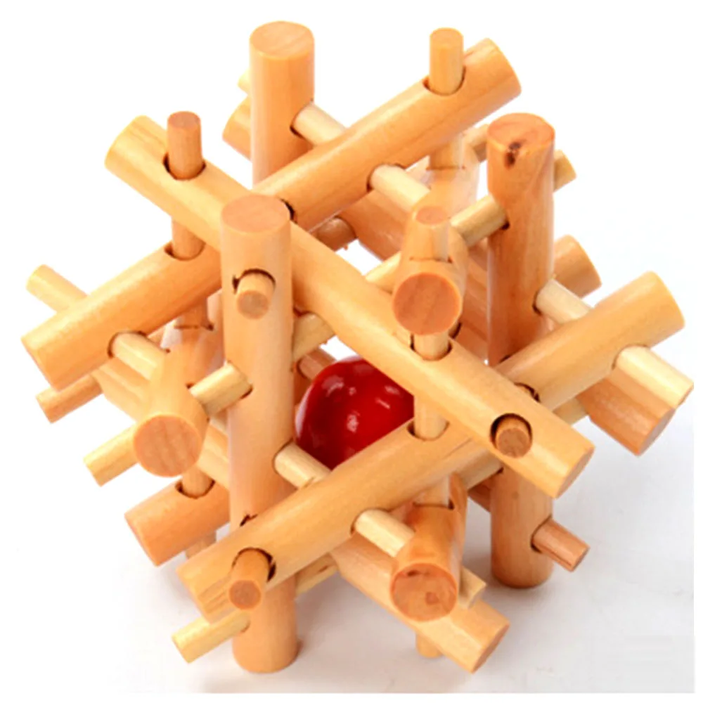 Kong Ming Luban Lock Kids Adult Wooden Intellectual Board Brain Tease Toy, Fun Educational Block Board Game Toy For Children (1)
