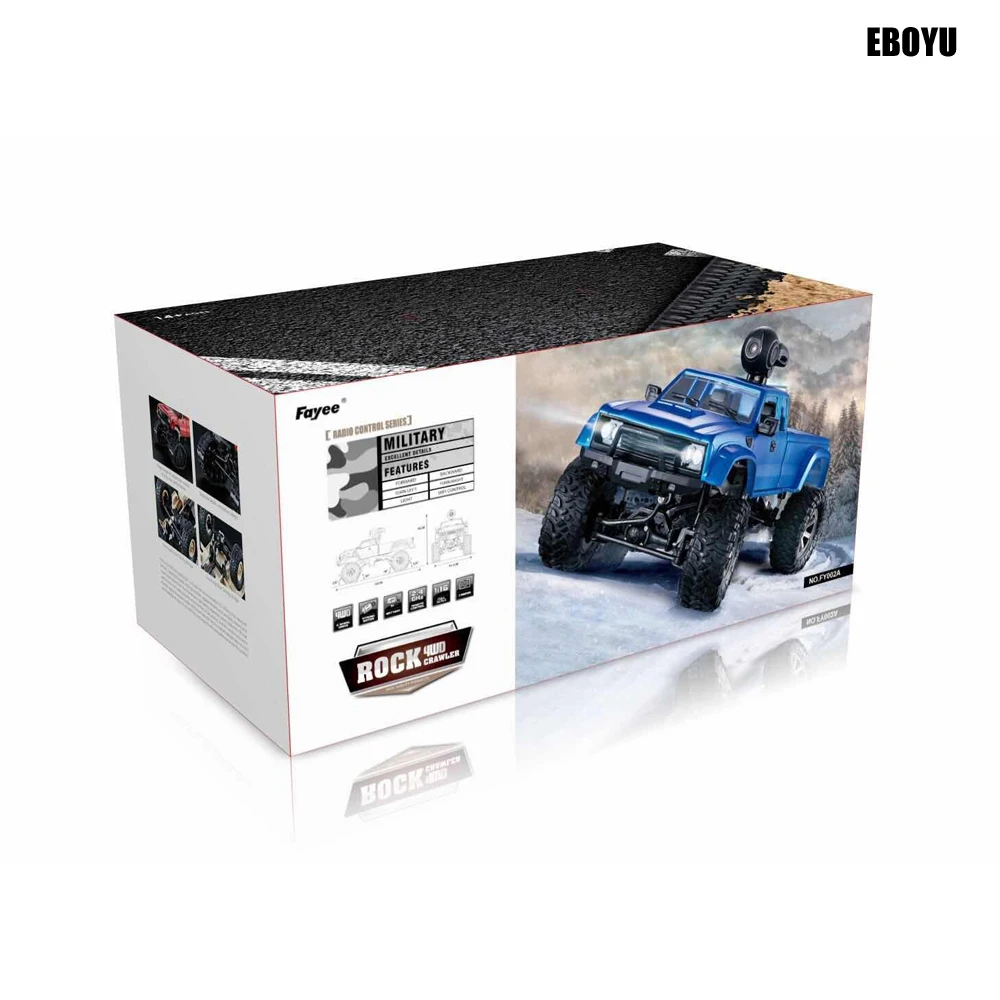 EBOYU FY002A+ WiFi 2,4 Ghz 1/16 4WD снег шины грузовик внедорожник RC грузовик с передний светильник WiFi FPV 0.3MP камера военный грузовик RTR