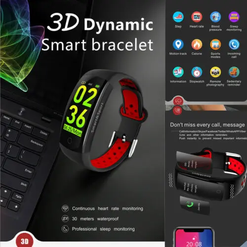 

Q6S Smart Bracelet 3D Blood Pressure Heart Rate Monitor Smart Band Wrist Band Waterproof Sports Fitness Watch