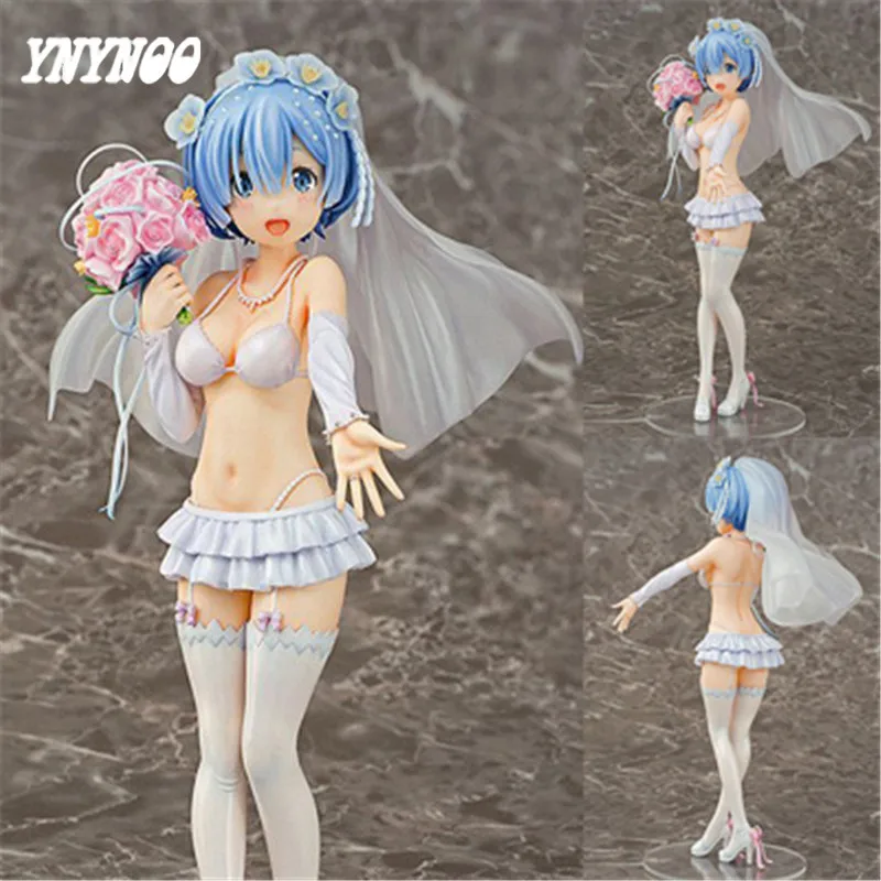 

YNYNOO 23CM Re:Life in a Different World From Zero Rem Action Figure re Zero Rem Wedding Dress Ver. PVC Model Toy For Adults