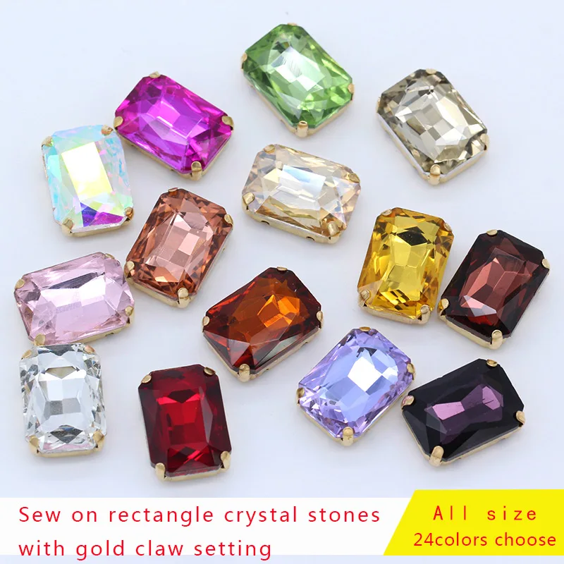 

All-size Rectangle sew on crystal glass stone sewing claw rhinestones jewels handmade DIY Decorations shoes clothing Accessories