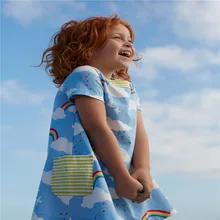 Jumping meter/платья для маленьких девочек Хлопковое детское платье с радужным принтом Стильная летняя Горячая Распродажа детской одежды платья принцессы