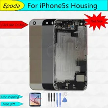 Best quality full Housing Assembly For iPhone 5S Back Battery Cover Case + flex cable + button Replace part free tools