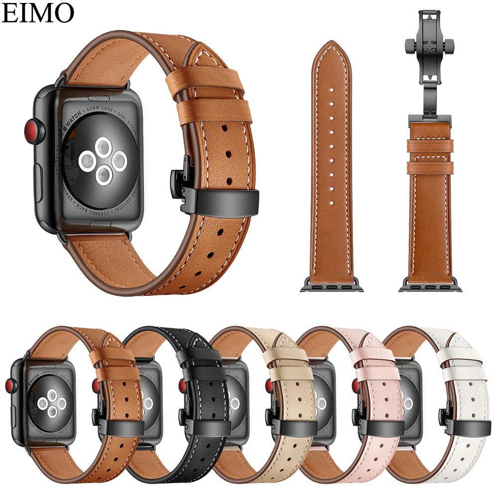 

EIMO Genuine Leather Strap for Apple Watch Band Hermes Iwatch series 4 3 2 1 42mm 38mm 44mm 40mm Bracelet Wrist Belt Watchband