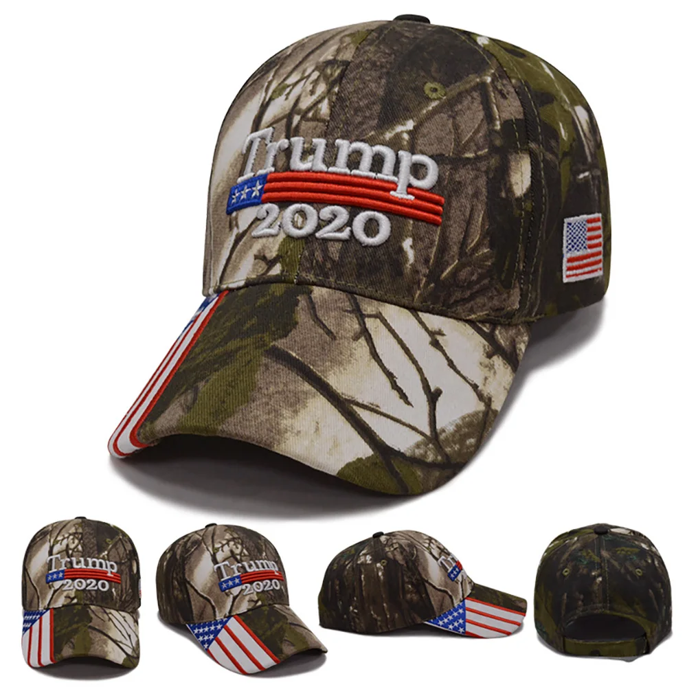 Geebro Make America Great Again Embroidery USA Flag Donald Trump Hat Cotton Baseball cap Outdoor Camouflage Military cap