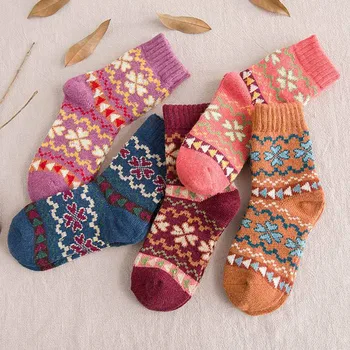 

Women Wool lady colorful Socks Vintage Soft Warm For Winter cute warm print socks girls lovely fashion Funny socks in 2019#ss