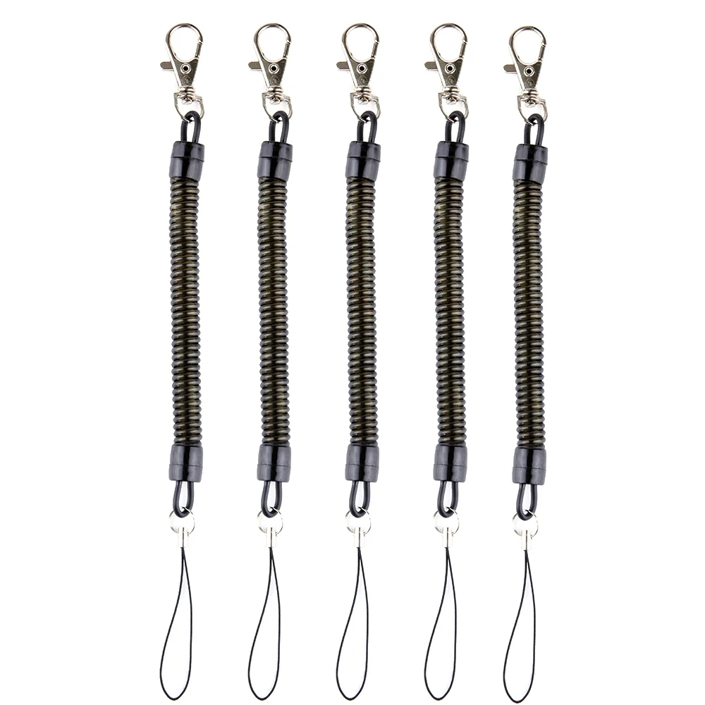 5PCs Practical Retractable Plastic Elastic Rope Key Ring Security Gear