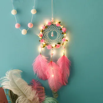 

Handmade Dreamcatcher Feathers Night Light Car Wall Hanging Room Home Decor