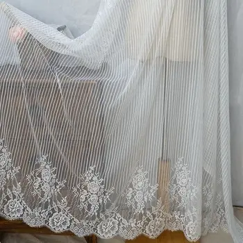 

3Meter Length High quality vertical eyelash lace fabric fabric DIY skirt dress accessories white and black