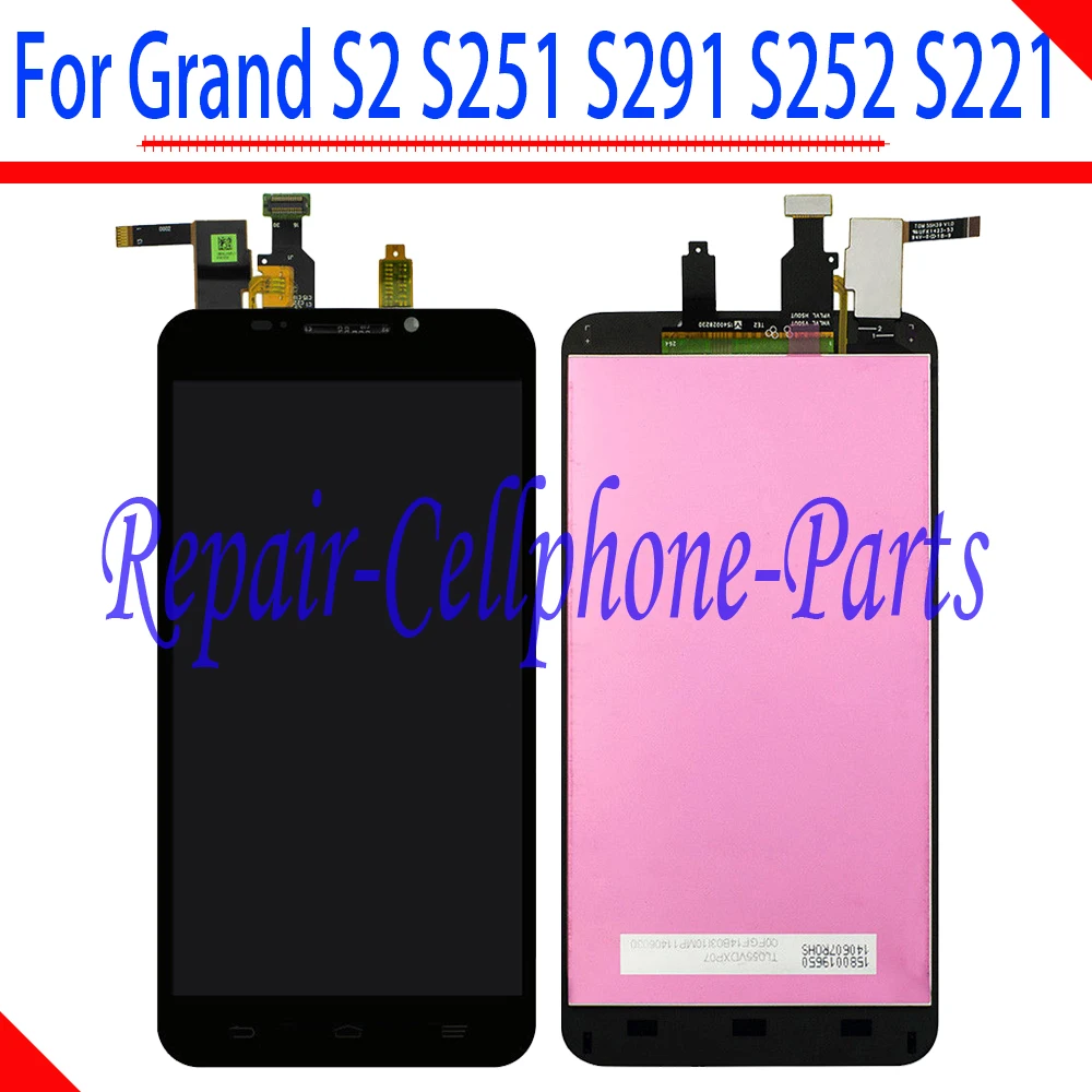

Black 100% New Full LCD DIsplay + Touch Screen Digitizer Assembly For ZTE Grand S2 S 2 II S251 S291 S252 S221 Free Shipping