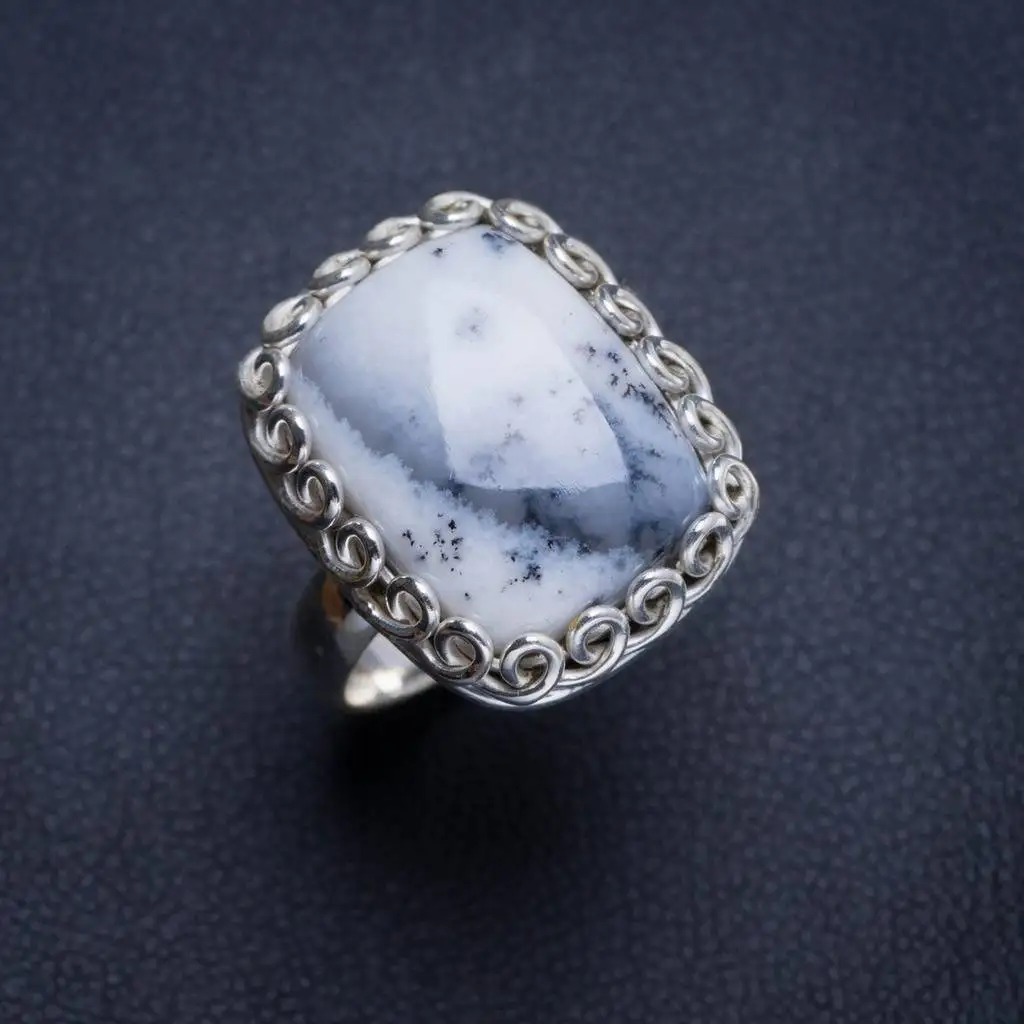 

Natural Dendritic Opal Handmade Unique 925 Sterling Silver Ring 6.5 Y4505
