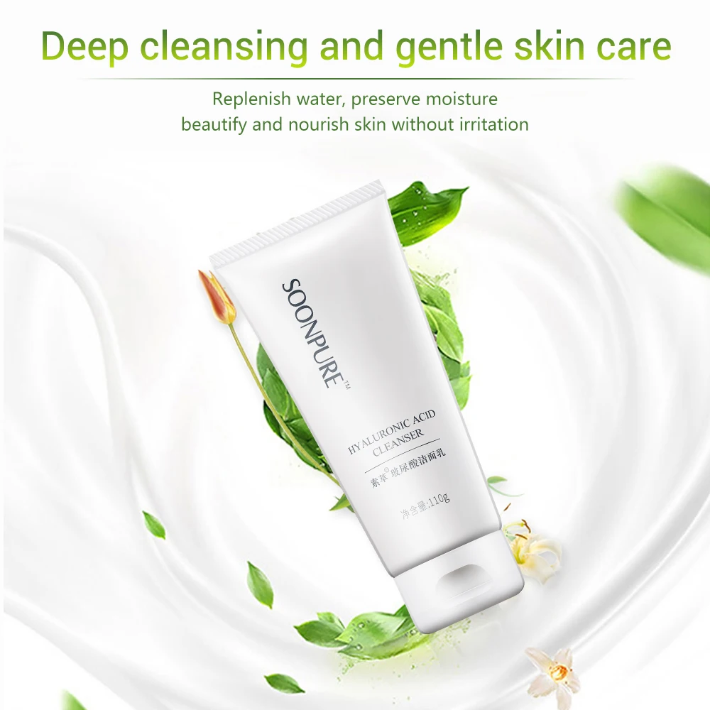 SOONPURE Top Brand Hyaluronic Acid Cleanser Deep Clean Water oil balance Refine pores
