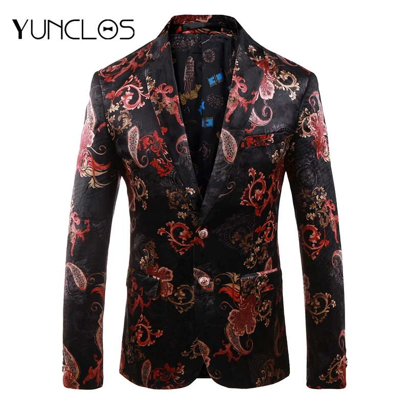 

YUNCLOS Wedding Blazer for Men Slim Fit Men's Wedding Party Suit Jackets Mens Elegant Floral Blazer Jackets blazer masculino