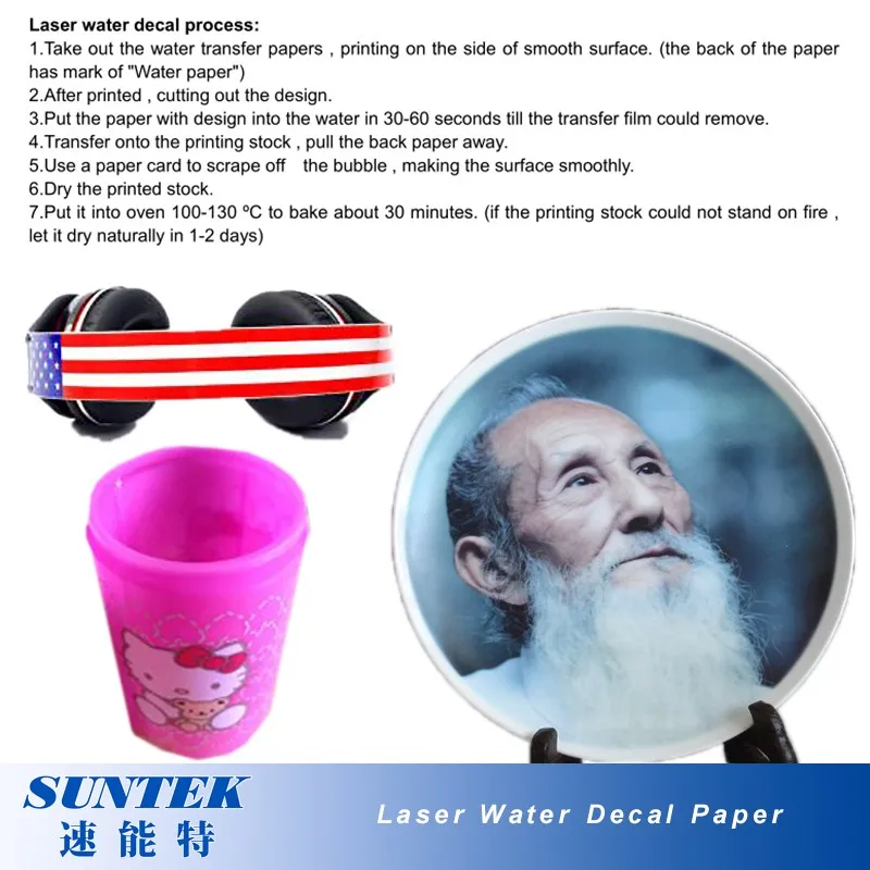 Suntek водная слайдер переводная бумага для дерева печать лазерным принтером белый цвет на темном фоне