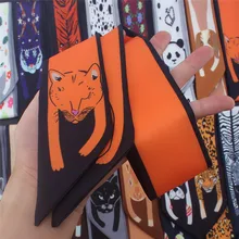 17 цветов, животный принт, новинка, сумка, Тощий шелковый шарф для женщин, роскошный бренд, платок для женщин, модный головной платок, шарфы для женщин