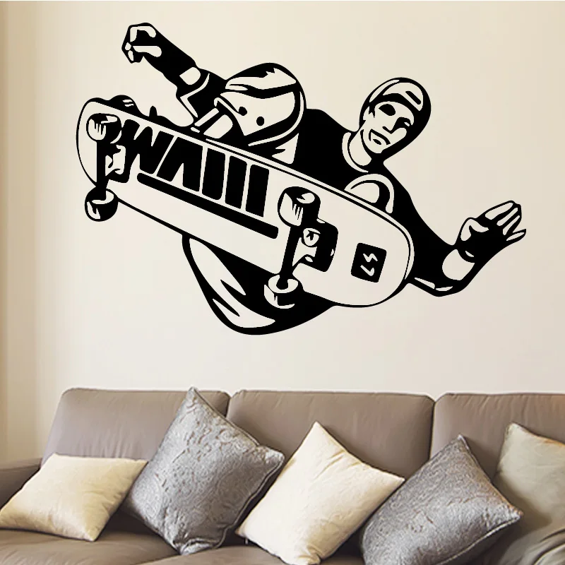 

Sport Wall Sticker Skateboarder Stunt Trick Flip Jump Skateboarding Wall Sticker Sport Art Decals for Tenns Home Decoration