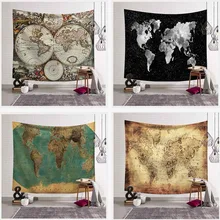 Painting World Map Tapestry Vintage Home Decor Voyager Hippie Wall Hanging Tapestries Beach Towel Yoga Mat Blanket Table Cloth