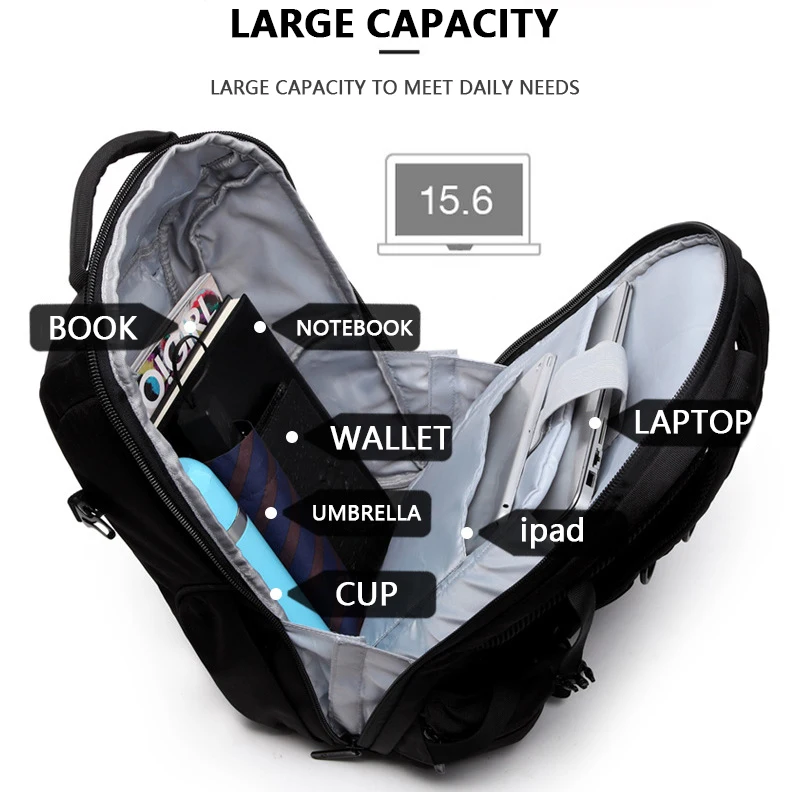 Модные мужские водонепроницаемые Рюкзаки для ноутбука, многофункциональные мужские дорожные сумки большой емкости, Студенческая школьная сумка для книг, рюкзак для компьютера