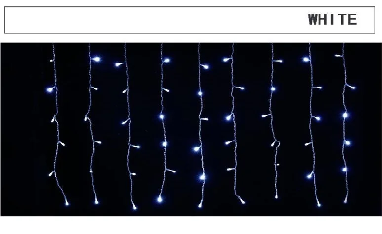 4*0,6/3* водонепроницаемые гирлянды-сосульки, рождественские сказочные огни, гирлянды для улицы, дома, для свадьбы/вечерние/занавески/украшения сада - Испускаемый цвет: Белый