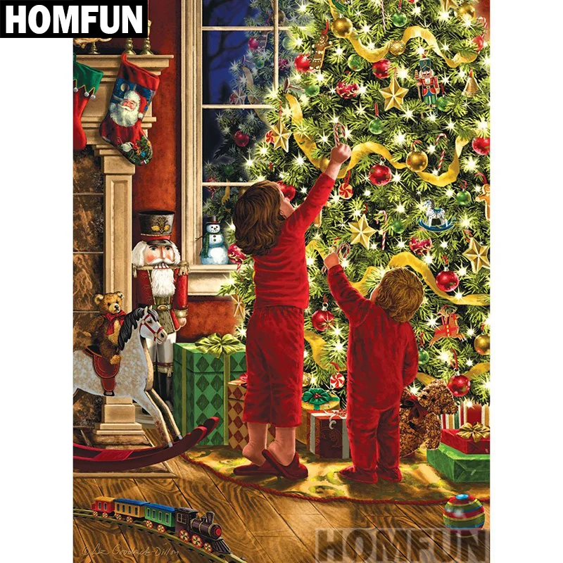 

HOMFUN Full Square/Round Drill 5D DIY Diamond Painting "Christmas tree Gift" 3D Embroidery Cross Stitch 5D Home Decor A00868