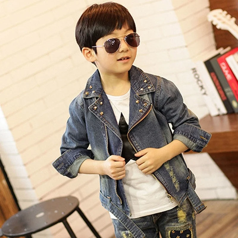 Baby Boys Denim Jacket Cute Fashion Kids Korean Style Coat Handsome Top Jacket TP0044jacket