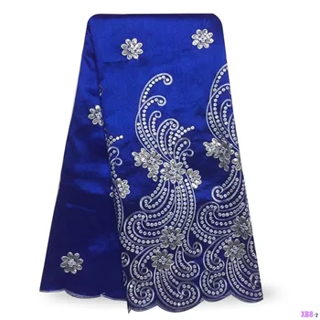 

Multicolor African George Lace Fabric High Quality Royal Blue Lace Fabric With Blouse For Nigeria Wedding Dress g180520