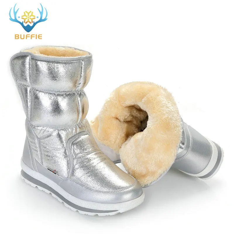En Ligne Argent Bottes D hiver Buffie Marque Qualité Femmes Neige Bottes faux de fourrure semelle Dame Chaud Chaussures Fille de mode livraison gratuite belle lookin