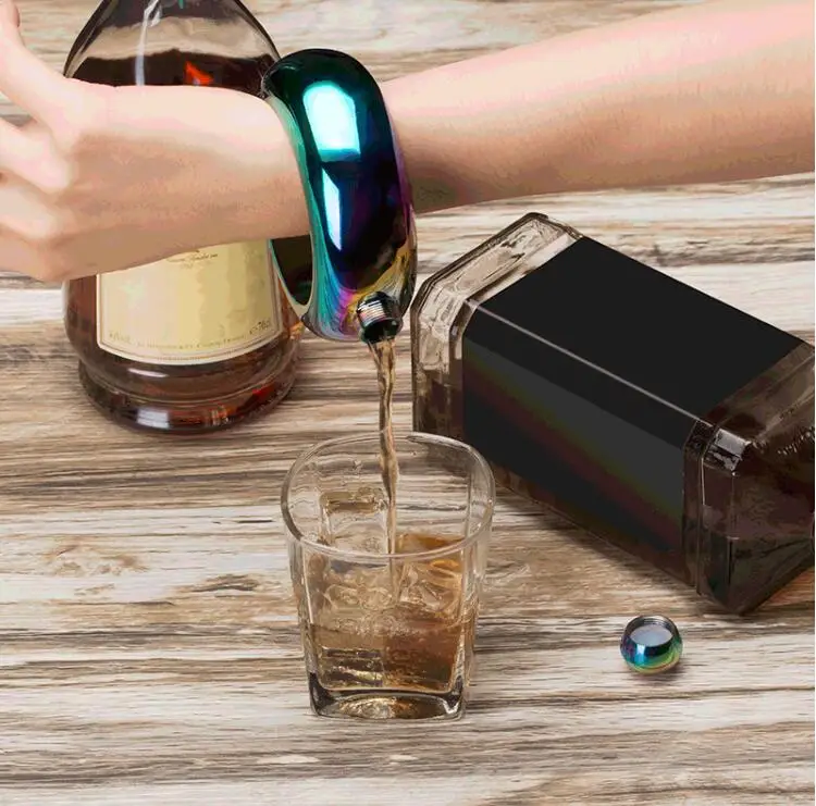 

Hot High Quality Bangle Flask 304 Stainless Steel Wine Hip Flask Bracelet Shape Whiskey Drinkware Funnel Wine Bottle Set 08130