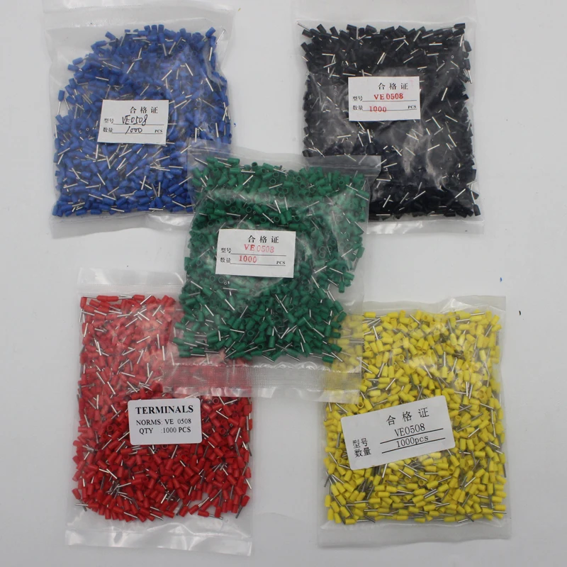 

E0508 Tube insulating Insulated terminals 22AWG 0.5mm2 Cable Wire Connector VE0508 Insulating Crimp Terminal Connector E-series